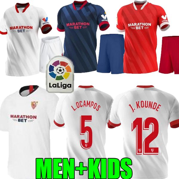 

kids 2020 2021 seville home away vazquez ben yedder 19 20 21 seville fc red third jerseys geis j.navas yedder child football shirt, Black;yellow