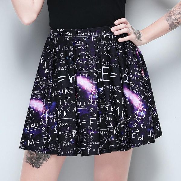 

mathematical print high waist skirt womens fashion pleated skirt sumemr dark designer faamle casual clothing, Black