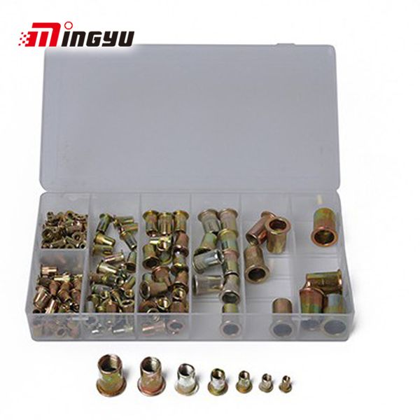 

165pcs/set m3/4/5/6/8/10/12 boxed suit mixed zinc plated carbon steel rivet nut sert cap assortment kit