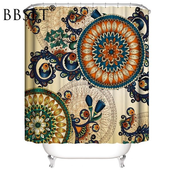 

bbset bohemian pattern shower curtain sets bathroom decor with 12 shower hooks waterproof washable