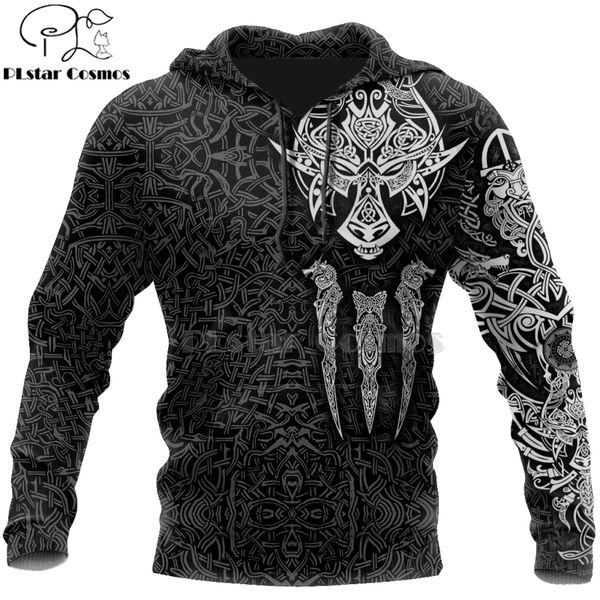 

plstar cosmos viking warrior tattoo new fashion tracksuit casual 3d print zipper/hoodie/sweatshirt/jacket/men's women style-45, Black