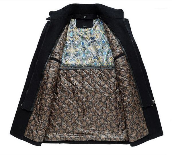 

zipper business style fashion hoome clothing casual corta vento mens winter solid color long coats lapel neck button, Tan;black