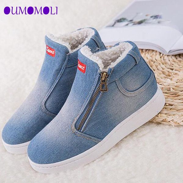 

флис нажмите теплые зимние ботинки женские джинсы сапоги снега сапоги классический высокий top круглый toe flat повседневная обувь j022, Black