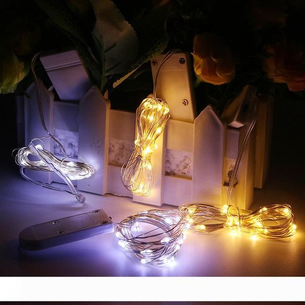 

led медный провод гирлянд cr2032 кнопка батарейкой rice свет шнура 2m 20led фея свет на рождество свадебное украшение