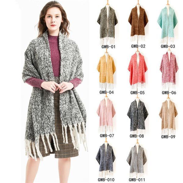 

2020 new style, european and american fashion big tassel scarf, women in autumn and winter personality to keep warm scarf, Blue;gray