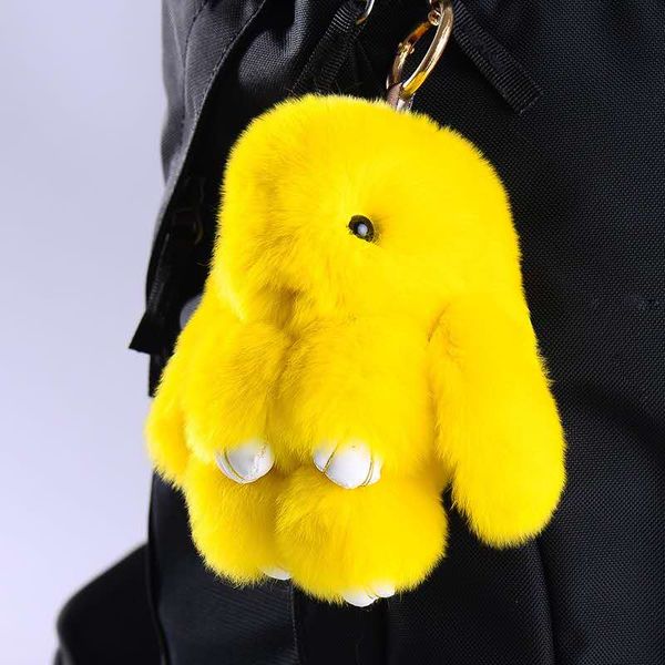 

super cute otter rabbit bunny fur ornaments cute dead rabbit ornaments mink fur bag pendant plush keychain, Silver