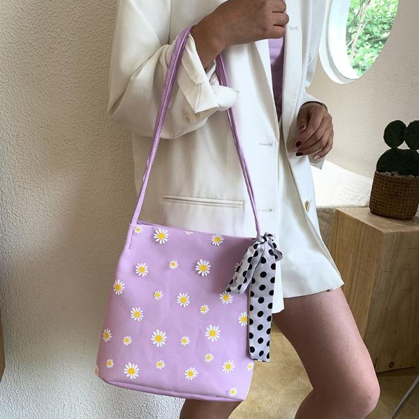 

lace mesh daisy flower totes shoulder bag classic texture delicate pu shoulder shopping totes 2020 fashion summer handbag