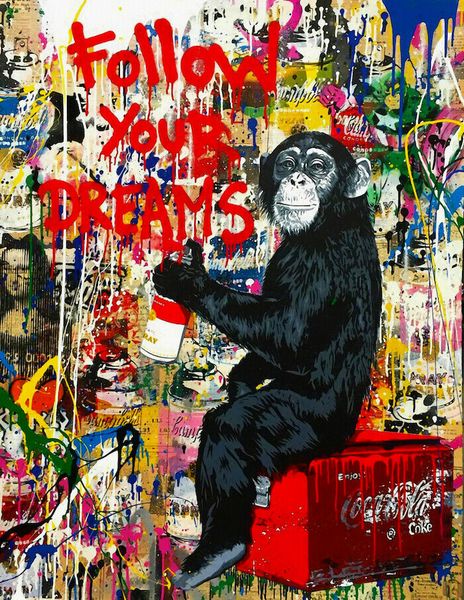 

г-н brainwash граффити следуйте за своими мечтами декор стены handpainted hd печати живопись маслом на холсте wall art canvas картинки 20081