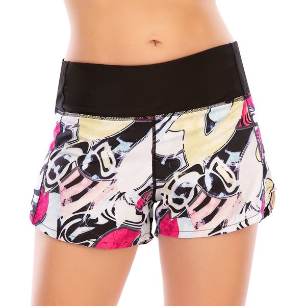 

2020 women's fitness yoga sports shorts exercise ladies sportswear pants woman quick-drying running casual printed shorts, White;red