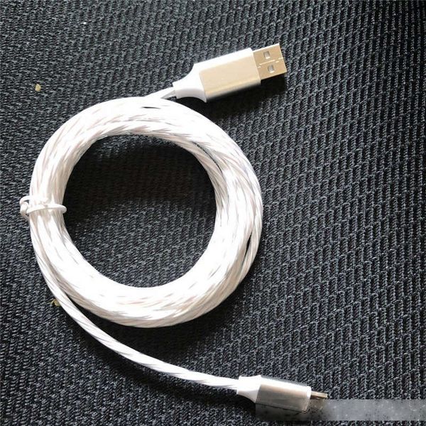 

led flowing light data cable 2.4a fast charging cable micro usb type-c glowing cord for samsung huawei xiaomi