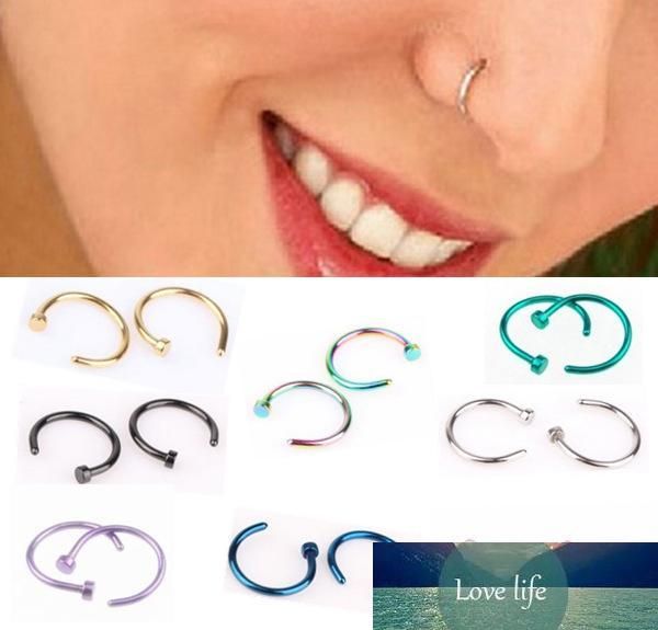 

fashion nose rings stainless steel nose open hoop ring button rings body piercing jewelry puncture accessories piercing rings 8mm, Silver