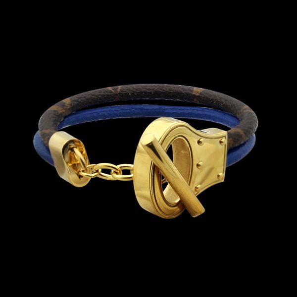 

Factory price wholesale V leather ot clasp double skin leather bracelet women's foreign trade blue flower bracelett