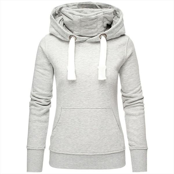 

new hoodies women sweatshirt autumn winter warm turtleneck solid hooded long sleeve sweatshirt pullover women size plus 5xl, Black