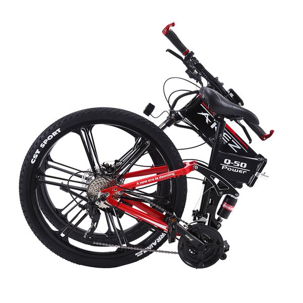 

26 inch electric bike foldable 27 speed 26" electric bike 350w motor ebike folding electric bicycle powerful, Silver;blue