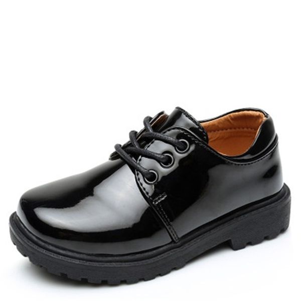 

spring autumn children leather shoes black white performance shoes boy girl casual dress kids flats 01b, Black;grey