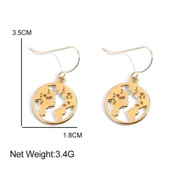 

quality fashion simple world map drop earrings gold silver color alloy hollow geometric earring statement jewelry party gifts