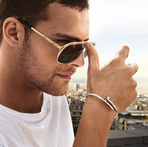 

trade popularity creative designer titanium steel jewelry no diamond bracelet personality open simple nails stainless steel bracelet, Black