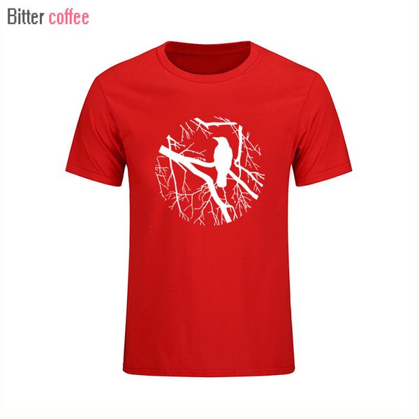

bitter coffee 2018 cotton bird branch crow gothic style circle printing men t-shirt short sleeve casual o-neck tees