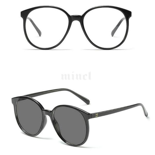 

mincl/2020 trend retro rice nail round frame sun pchromic brand fashion designer glasses frame with box fml, Black