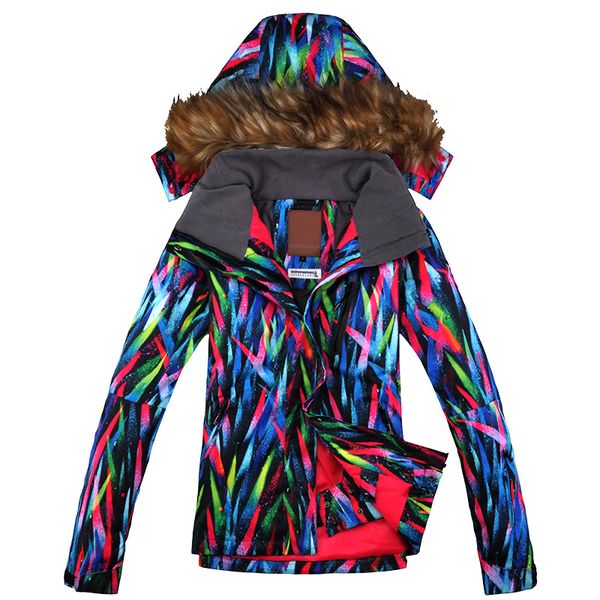 

skiing jackets waterproof breathable women's ski jacket outdoor hiking camping stripped snowboard female winter thermal coat