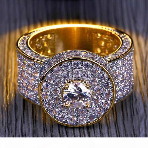 

18k gold plated rings for men brand desgin hiphop ring full diamond hip hop jewelry cool hip-hop accessories ship, Golden;silver