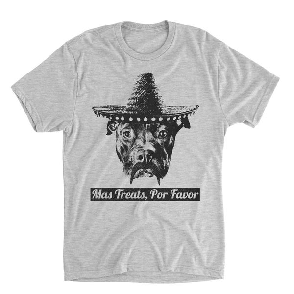 

mas treats por favor funny men's pitbull shirt dog lover tee humor mexican new fashion brand hip hop fitness irish t shirt