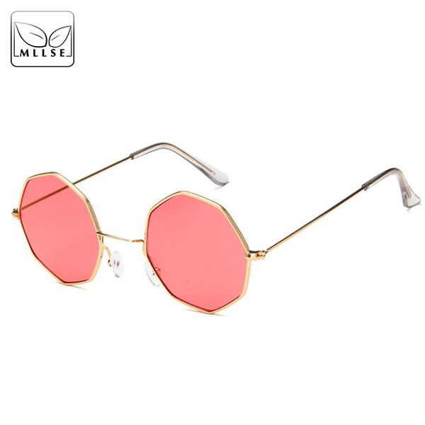 

mllse brand fashion octagon sunglasses for women retro metal frame uv400 women's sunglasses, White;black