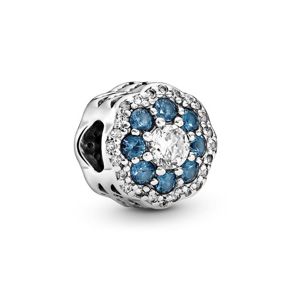 

2020 new authentic 925 sterling silver blue sparkle flower charm fit pandora bracelets fashion designer charms beads for diy jewelry making, Black