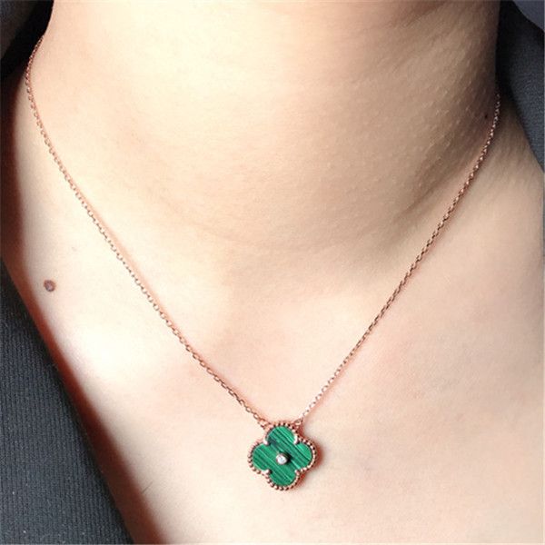 

clover necklace 925 silver lucky grass gold pendant clavicle chain valentine's day gift girl