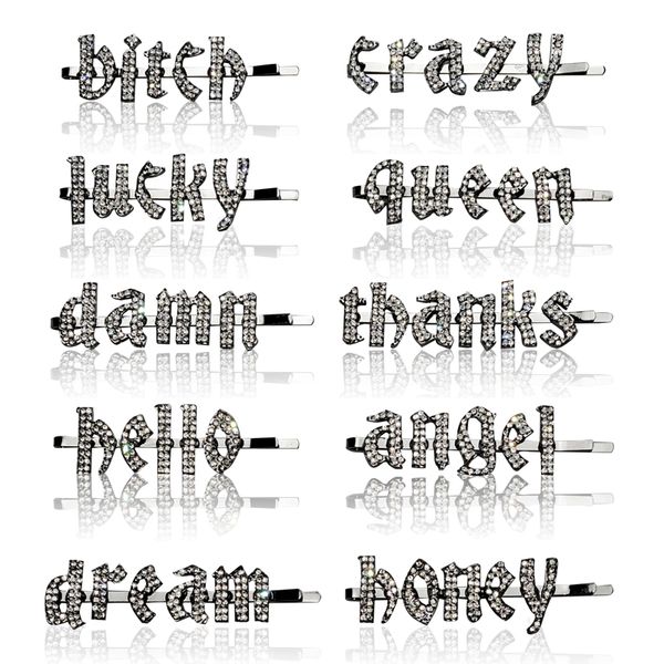 

ins fashion women girls elegant word hair clips new arrival gothic letters hair ornament hairpins barrettes hairwear whosale, Golden;silver