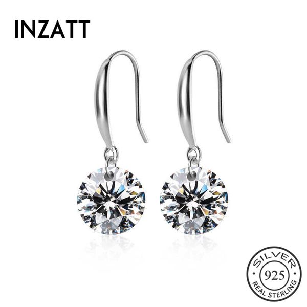

inzareal 925 sterling silver round zircon drop earrings for fashion women birthday party fine jewelry accessories gift