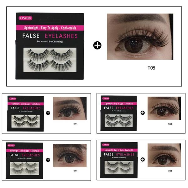 

2 pairs natural false eyelashes handmade fake lashes long makeup 3d mink lashes eyelash extension mink eyelashes for beauty
