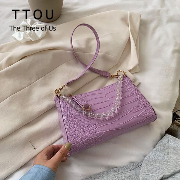

2020 simple style women soild color tote handbags stone pattern chain fashion female wild travel beach crossbody bags