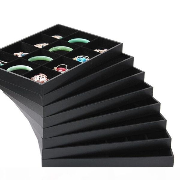 

quality black velvet jade pendant necklace tray holder bracelets ring box earrings stud tray jewelry organizer display stand rack props
