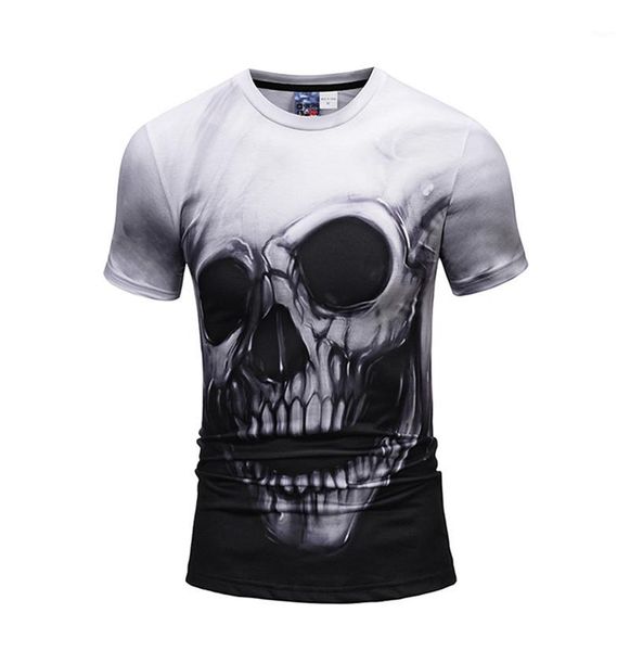 

fashion skull print mens short sleeve tees casual males clothing 3d digital print mens designer tshirts, White;black