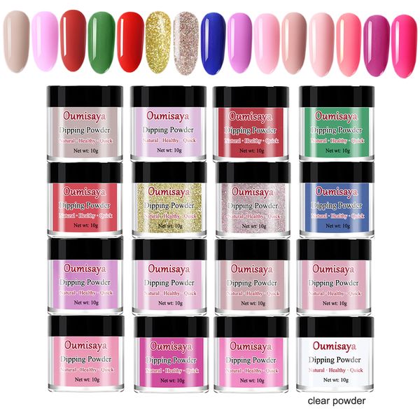 

Clear Powder with 15 Colors Dip Powder Set including Pink/Purple/Red/Blue/Nude Colors Oumisaya Nail Dipping Powder Kit S1602