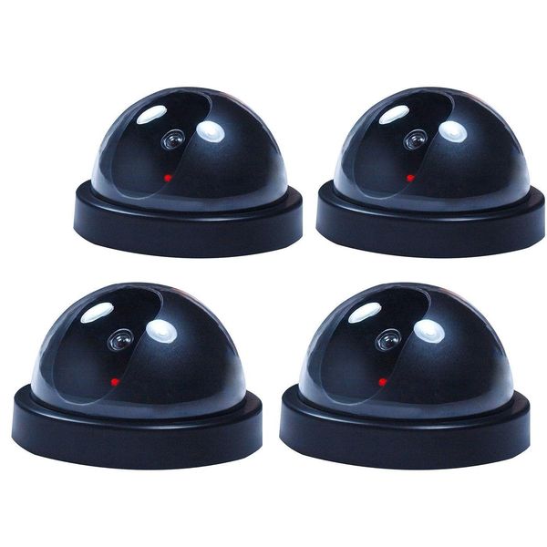 

4 pcs fake dummy dome surveillance security camera cctv w/ record flash light