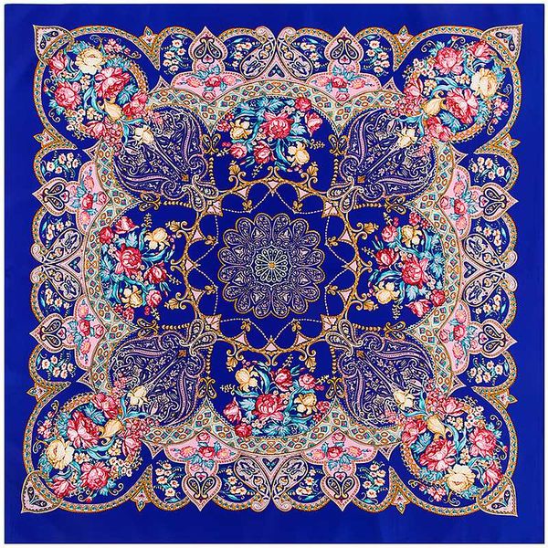 

100x100cm twill silk scarf headscarf rose geometry pattern decorative shawl turban big square scarf women kerchief lady scarves, Blue;gray