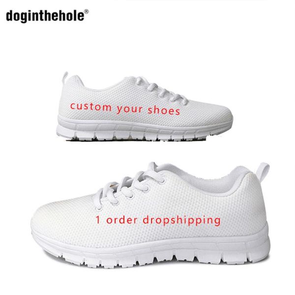 

doginthehole print on demand white black mesh sneakers man woman customized casual flats shoes wholesale gift custom footwear