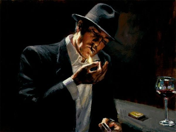 

fabian perez man lighting cigarette home decor handpainted &hd print oil painting on canvas wall art canvas pictures 200809
