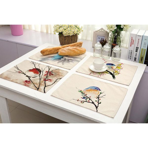 

table napkin lychee 42*32cm wash painting series placemat mat anti-scalding pad diy kitchen decoration dining accessories