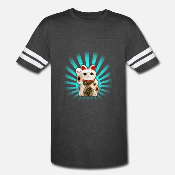 

maneki neko лаки cat vintage проблемные look t shirt men anti-wrinkle хлопок круглый воротник досуг против морщин новый стиль летний стиль