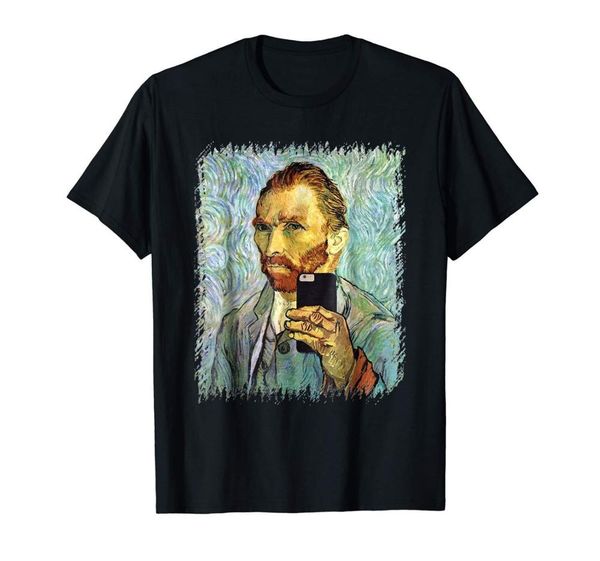 

vincent van gogh cellphone selfie 100% cotton soft black t-shirt new funny tee basic models t shirts for men