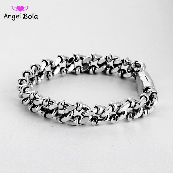 

fashion biker man ancient silver color bracelet chain wristband punk skulls buddha bracelet motorcycle link bangle b1207-7, Black