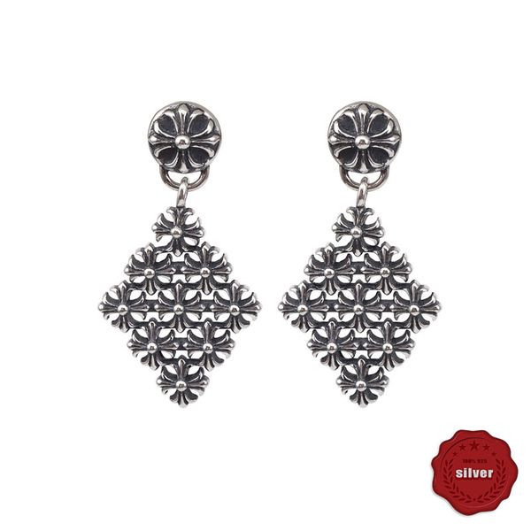 

s925 sterling silver cross earrings exaggerated personality fashion retro hipster punk hip hop jewelry gifts for friends 2020 new sale