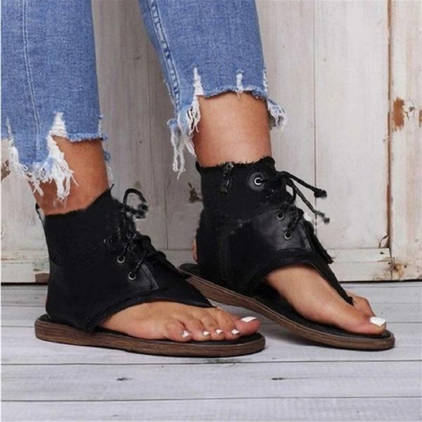 

лето женщина гладиатор сандалии узелок бич плоских туфли женской sexy open toe платформа roman вьетнамки sandalias mujer большого размера, Black