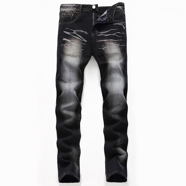 

casual straight pants fashhion black washed mens jeans mens designer zipper jeans, Blue
