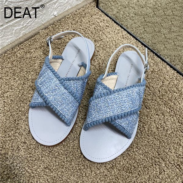 

deat] 2020 new spring summer round toe shallow cross band braid casual pu leather sandals for women shoes fashion tide 10i399, Black