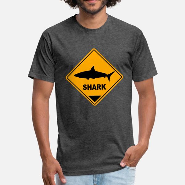 

shark road sign t shirt men printing tee shirt round collar normal interesting breathable summer formal shirt