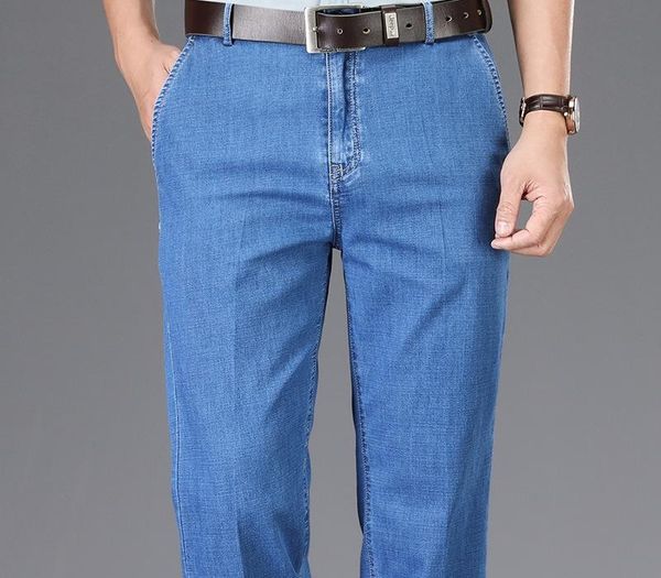 

elasticity denim jeans men casual classic loose straight blue jeans for men summer business long pants plus size 40 42